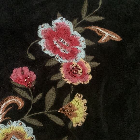 Torrid size 1 black velour jacket embroidery was cute coat lightweight track flr - Picture 5 of 10